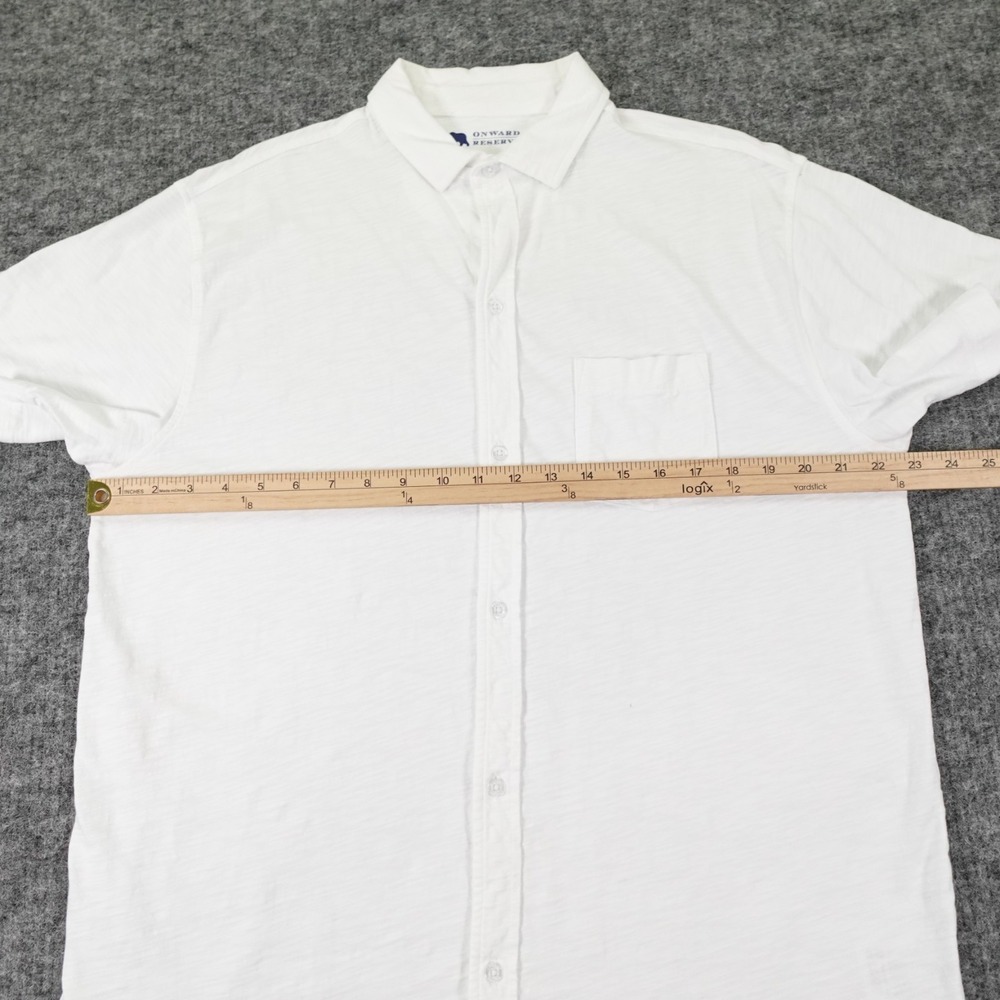 Onward Reserve Sunwashed Button Up Shirt Mens Large White Polo Textured Cotton - Picture 9 of 13
